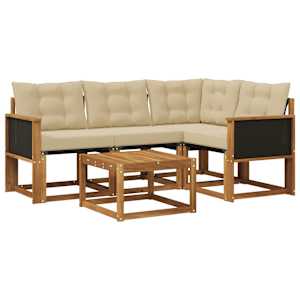 Zunanja garnitura za sedenje z blazino 5 pcs Naravna in bež