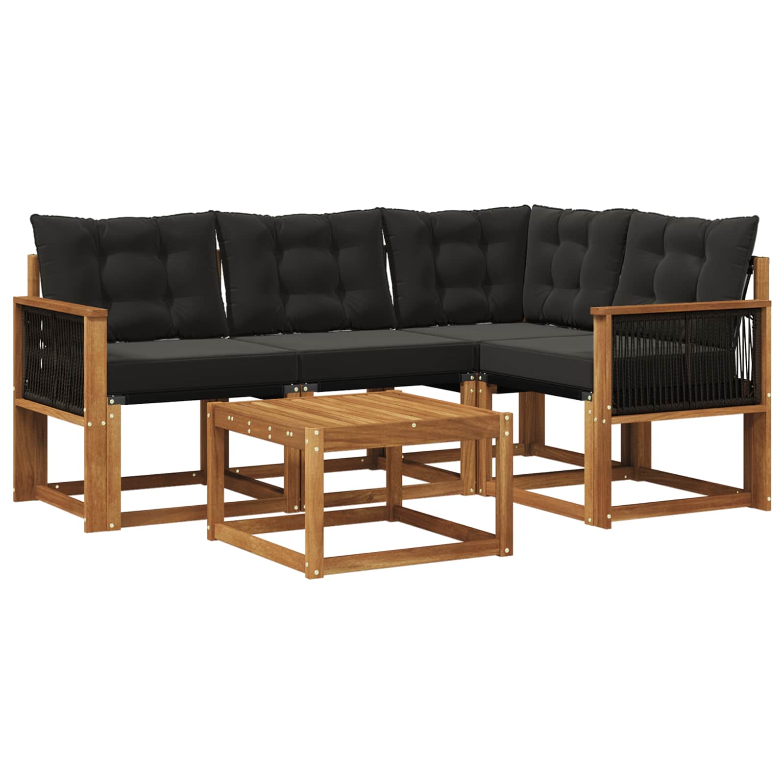 VidaXL Outdoor-Sofagarnitur Mit Kissen 5 Pcs Natürlich Und Schwarz