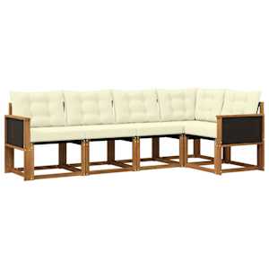 Zunanja garnitura za sedenje z blazino 5 pcs Naravna in smetana