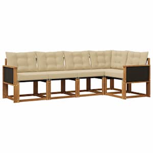 Zunanja garnitura za sedenje z blazino 5 pcs Naravna in bež