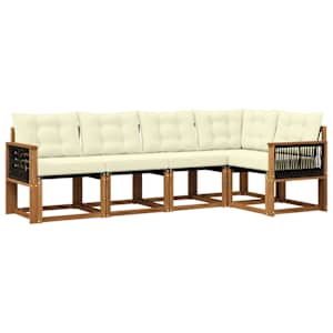 Zunanja garnitura za sedenje z blazino 5 pcs Naravna in smetana