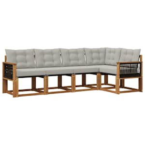 Zunanja garnitura za sedenje 5 pcs Naravna in svetlo siva