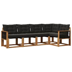 Zunanja garnitura za sedenje z blazino 5 pcs Naravna in črna