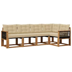 Zunanja garnitura za sedenje z blazino 5 pcs Naravna in bež