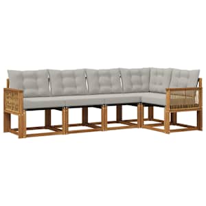 Zunanja garnitura za sedenje 5 pcs Naravna in svetlo siva