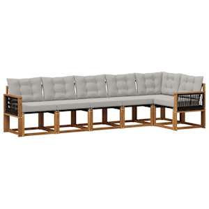 Zunanja garnitura za sedenje 6 pcs Naravna in svetlo siva