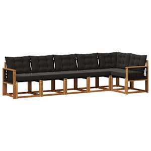 Zunanja garnitura za sedenje z blazino 6 pcs Naravna in črna