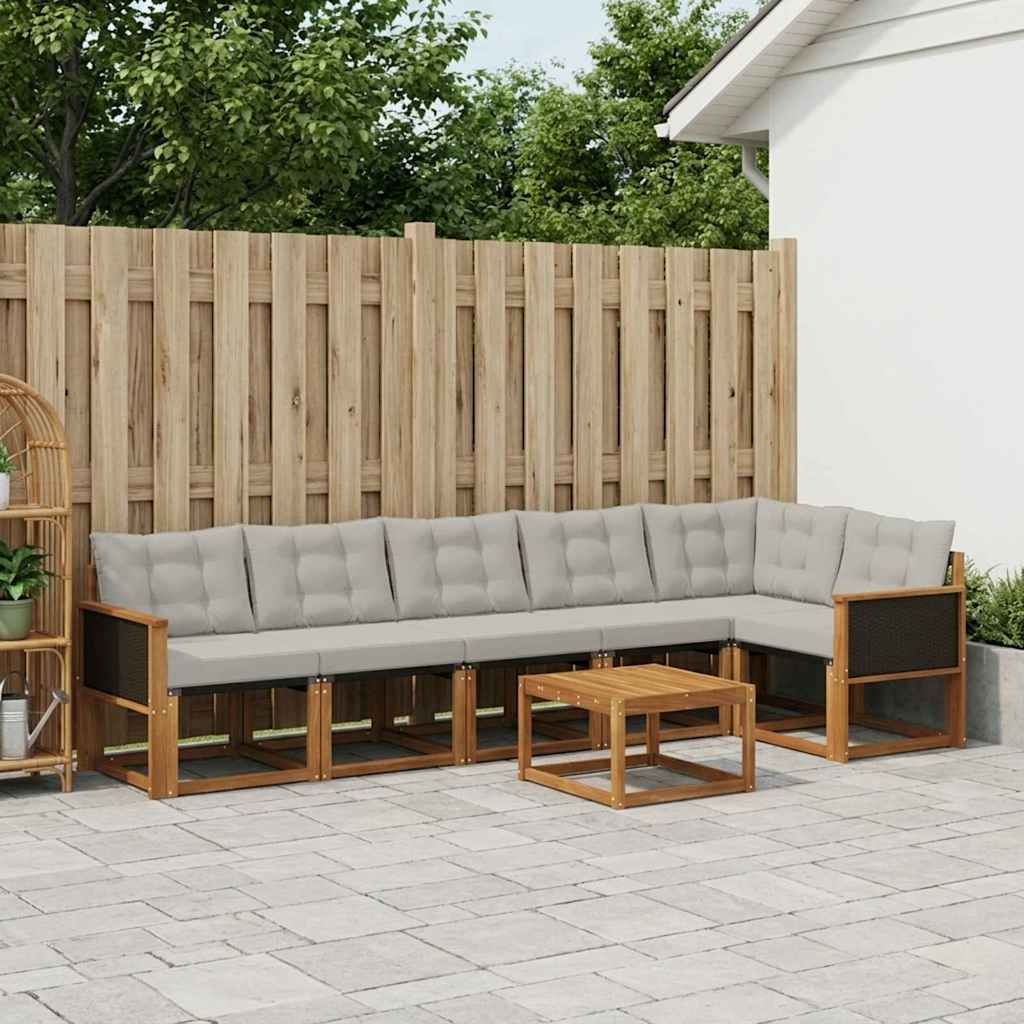 Venkovní pohovková souprava 7 pcs Přírodní a světle šedá