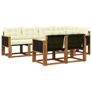 Zunanja garnitura za sedenje z blazino 7 pcs Naravna in smetana