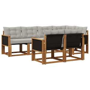 Zunanja garnitura za sedenje 7 pcs Naravna in svetlo siva