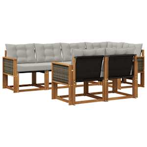 Zunanja garnitura za sedenje 7 pcs Naravna in svetlo siva