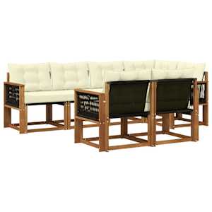 Zunanja garnitura za sedenje z blazino 7 pcs Naravna in smetana