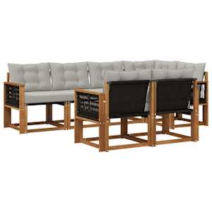 Zunanja garnitura za sedenje 7 pcs Naravna in svetlo siva