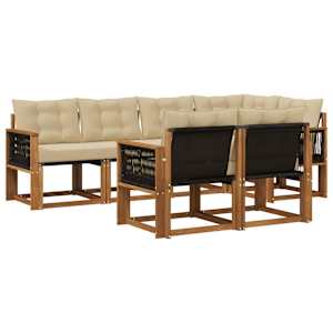 Zunanja garnitura za sedenje z blazino 7 pcs Naravna in bež