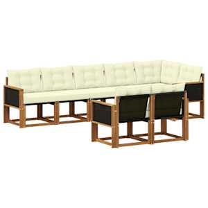 Zunanja garnitura za sedenje z blazino 8 pcs Naravna in smetana