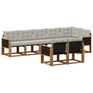 Zunanja garnitura za sedenje 8 pcs Naravna in svetlo siva
