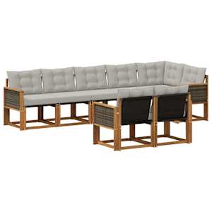 Zunanja garnitura za sedenje 8 pcs Naravna in svetlo siva