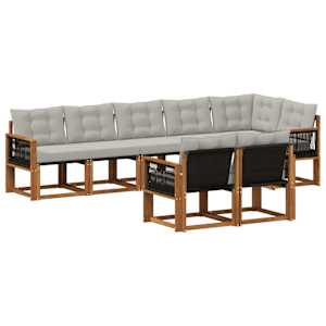 Zunanja garnitura za sedenje 8 pcs Naravna in svetlo siva