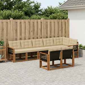 Zunanja garnitura za sedenje z blazino 8 pcs Naravna in bež