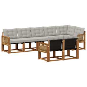 Zunanja garnitura za sedenje 8 pcs Naravna in svetlo siva