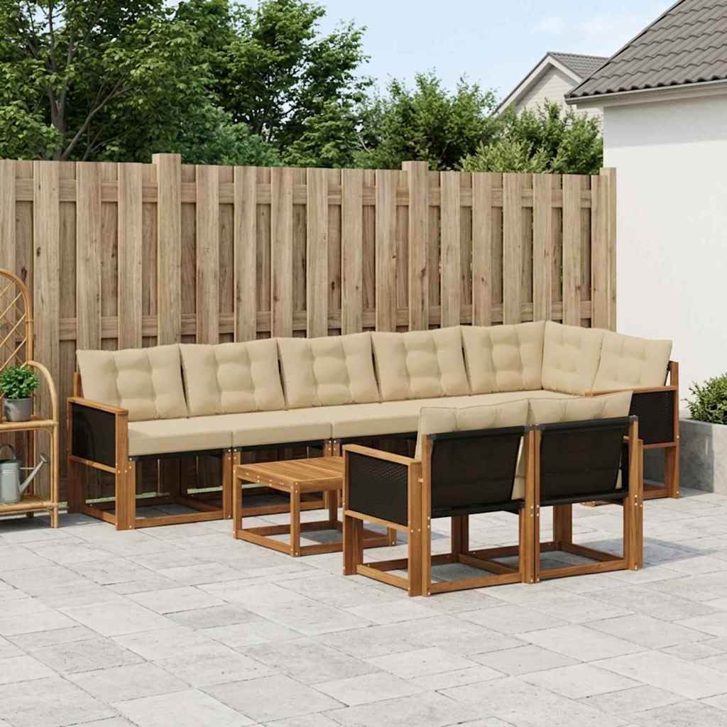 Udendørs sofagruppe modulopbygget i akacietræ - naturlig/beige