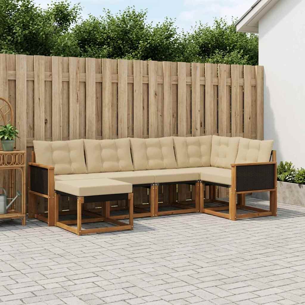 vidaXL Set de canapele de exterior cu pernă 6 pcs Natural și Bej