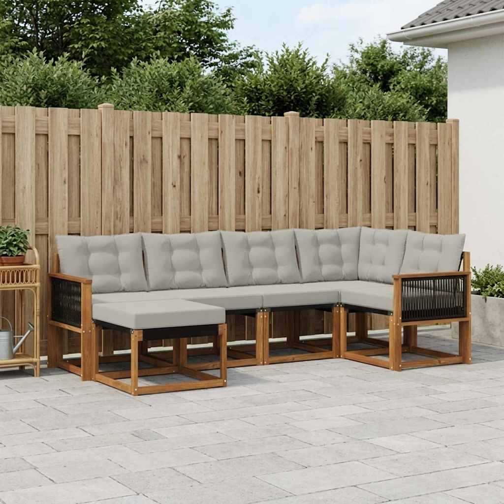 vidaXL Set de canapele de exterior 6 pcs Natural și gri deschis