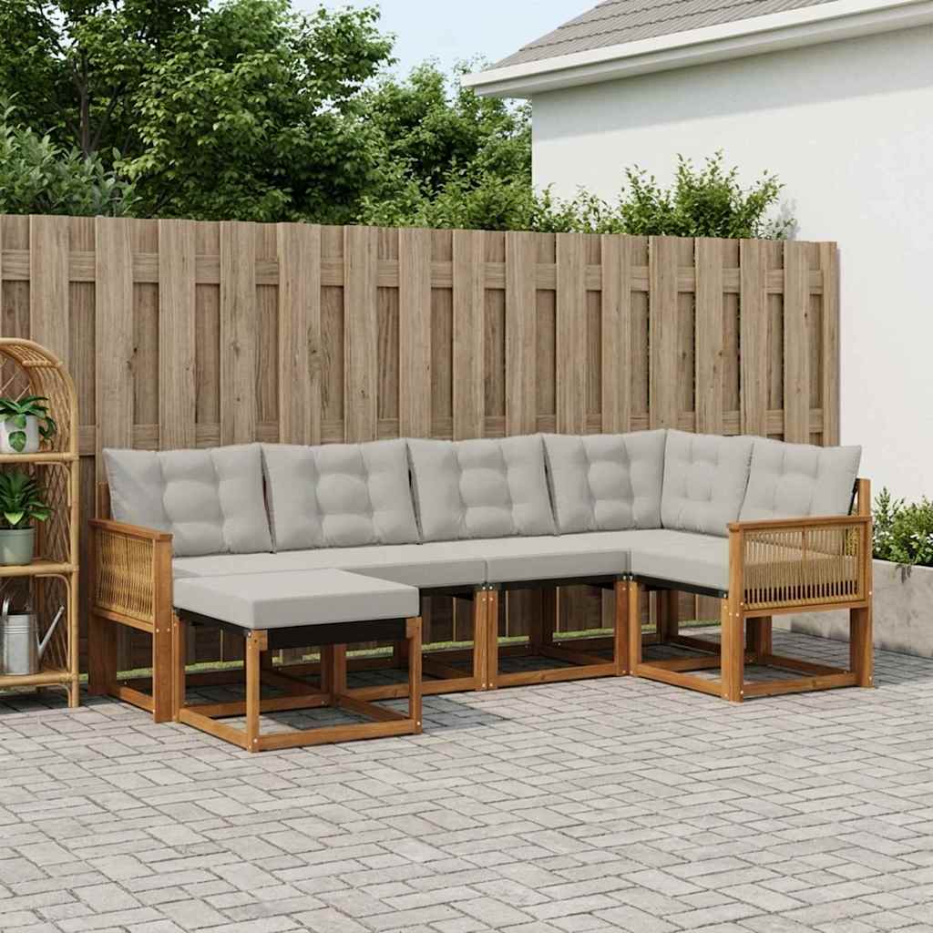 vidaXL Set de canapele de exterior 6 pcs Natural și gri deschis