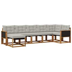 Zunanja garnitura za sedenje 7 pcs Naravna in svetlo siva