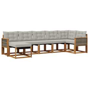 Zunanja garnitura za sedenje 7 pcs Naravna in svetlo siva