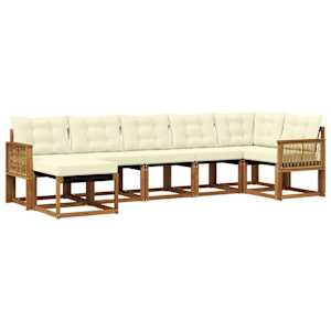 Zunanja garnitura za sedenje z blazino 7 pcs Naravna in smetana