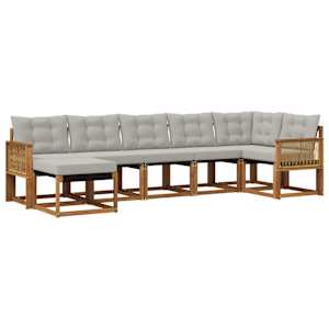 Zunanja garnitura za sedenje 7 pcs Naravna in svetlo siva