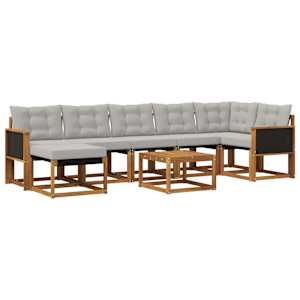 Zunanja garnitura za sedenje 8 pcs Naravna in svetlo siva