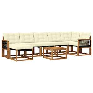 Zunanja garnitura za sedenje z blazino 8 pcs Naravna in smetana