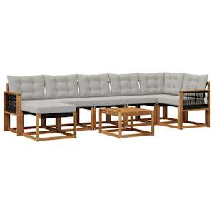 Zunanja garnitura za sedenje 8 pcs Naravna in svetlo siva