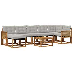 Zunanja garnitura za sedenje 8 pcs Naravna in svetlo siva