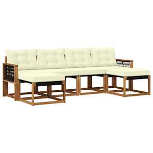 Zunanja garnitura za sedenje z blazino 6 pcs Naravna in smetana