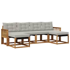 Zunanja garnitura za sedenje 6 pcs Naravna in svetlo siva