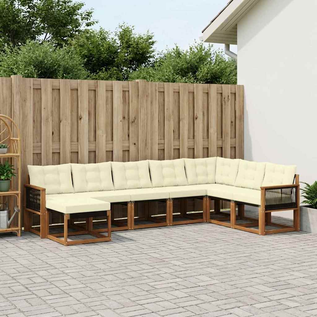 vidaXL Set de canapele de exterior cu pernă 8 pcs Natural și Crem