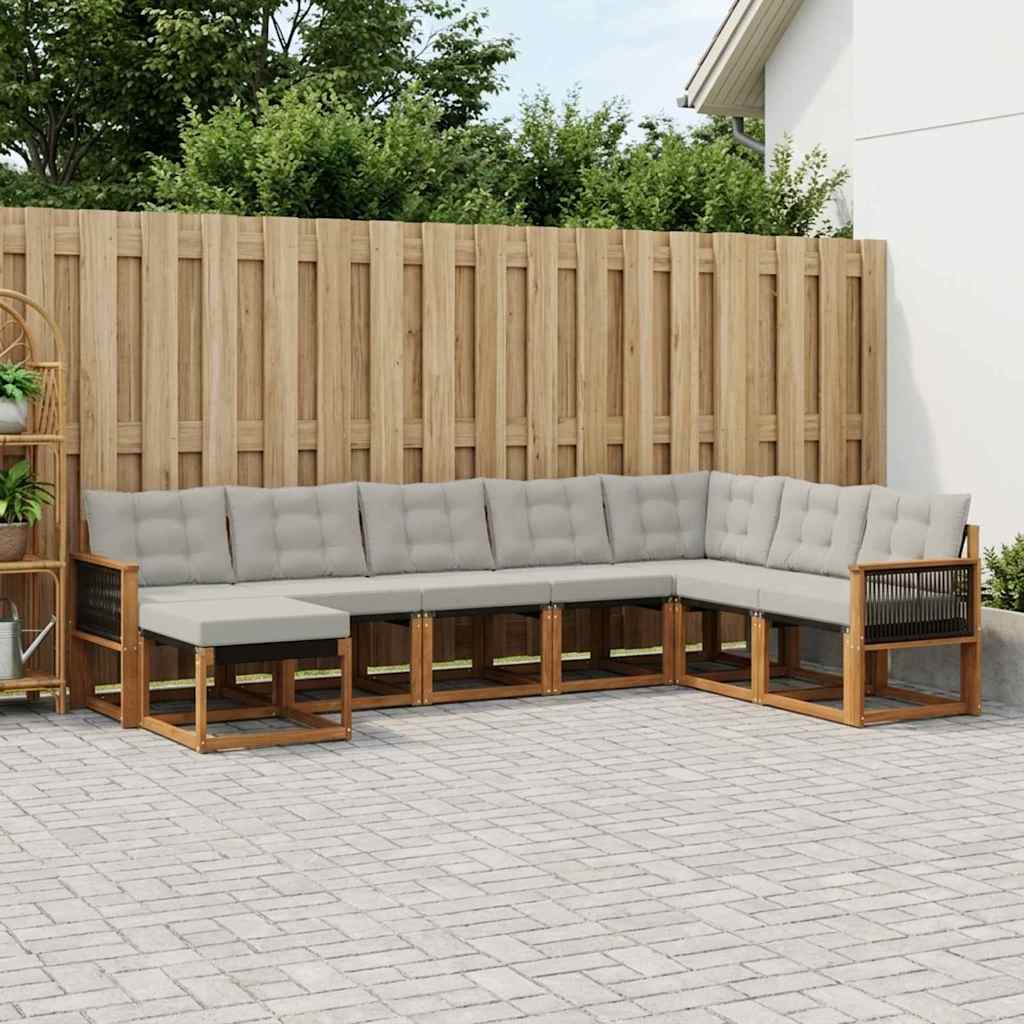 vidaXL Set de canapele de exterior 8 pcs Natural și Gri deschis
