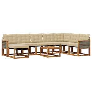 Venkovní pohovková souprava 9 pcs Přirozená a Béžová - obrázek 2