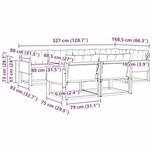 Venkovní pohovková souprava 7 pcs Přirozená a Béžová - obrázek 8