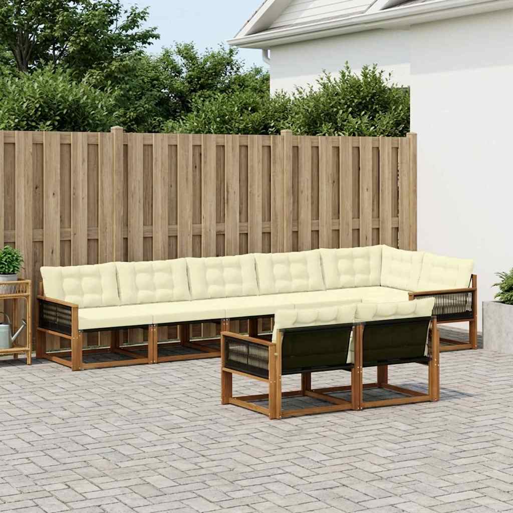 vidaXL Set de canapele de exterior cu pernă 8 pcs Natural și Crem