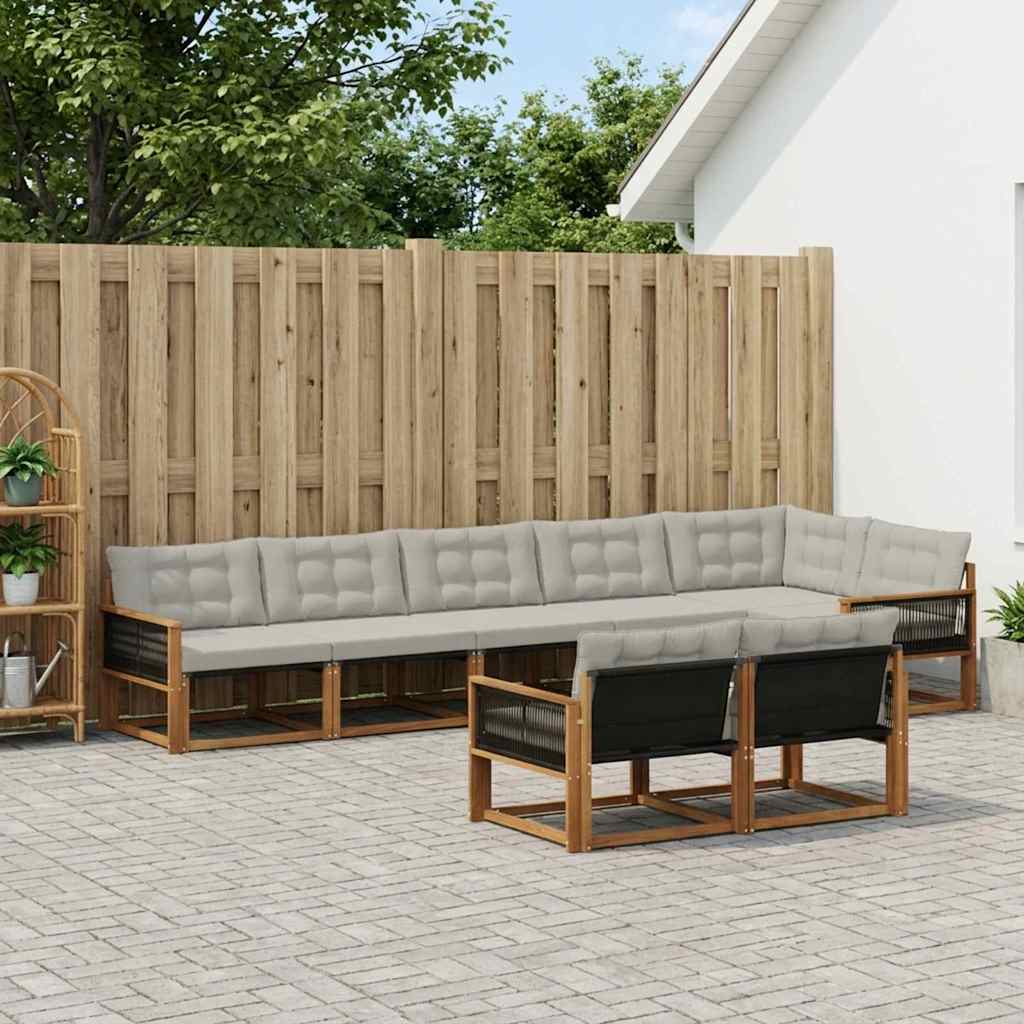 Venkovní pohovková souprava 8 pcs Přírodní a světle šedá