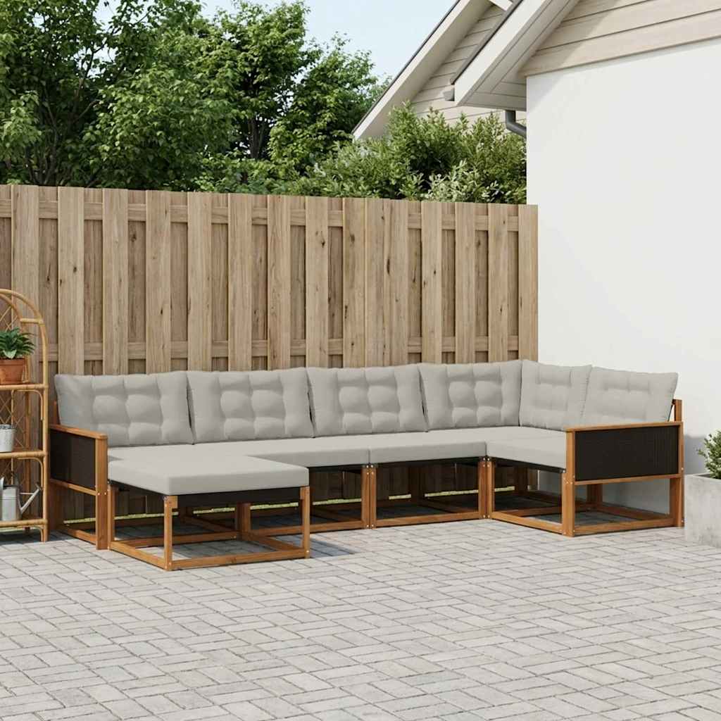 vidaXL Set de canapele de exterior 6 pcs Natural și gri deschis