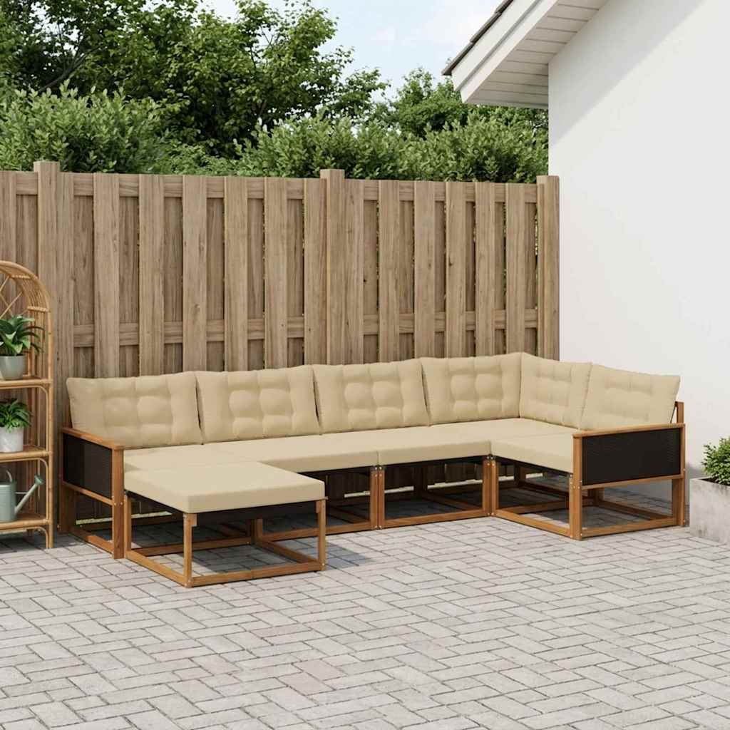 vidaXL Set de canapele de exterior cu pernă 6 pcs Natural și Bej