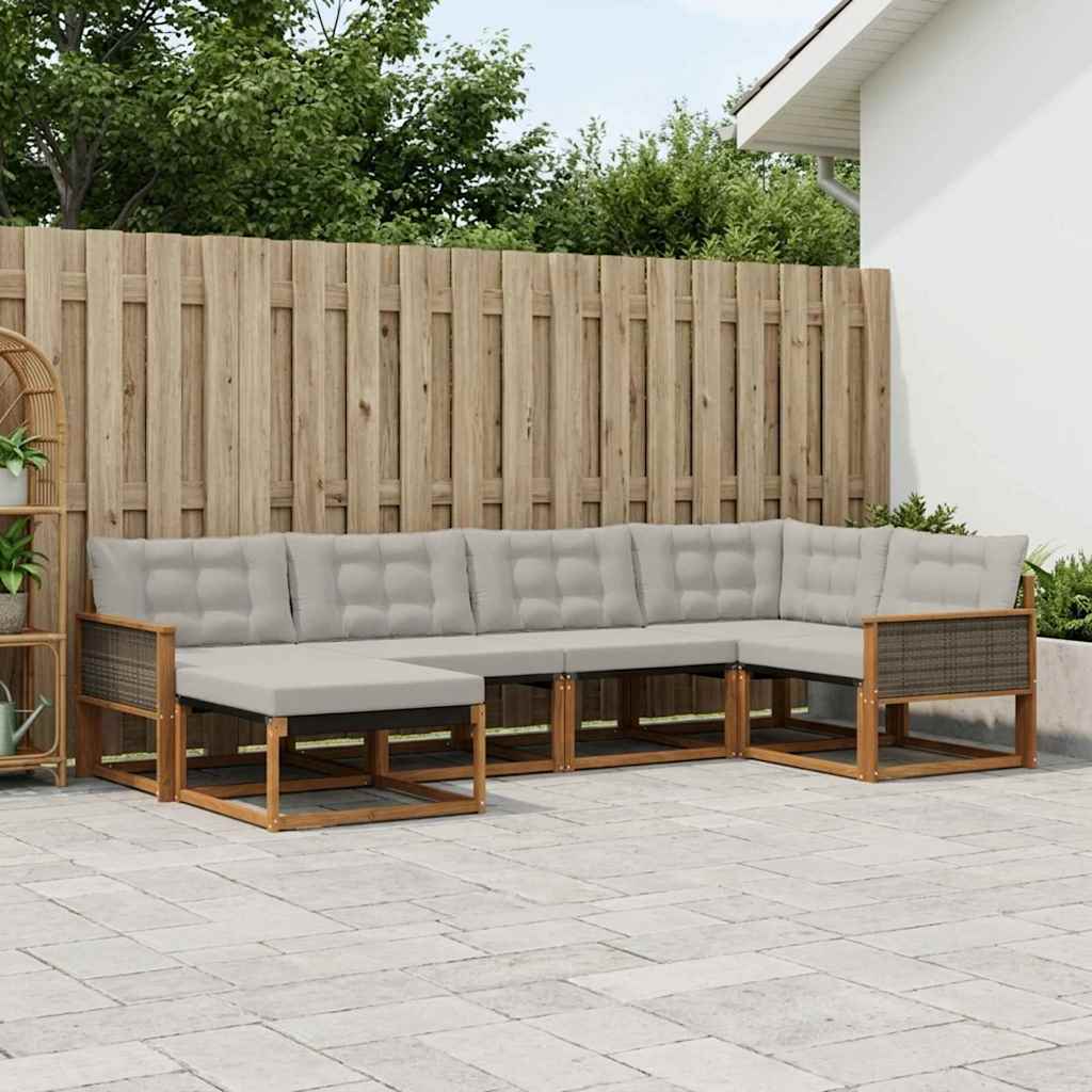 vidaXL Set de canapele de exterior 6 pcs Natural și gri deschis