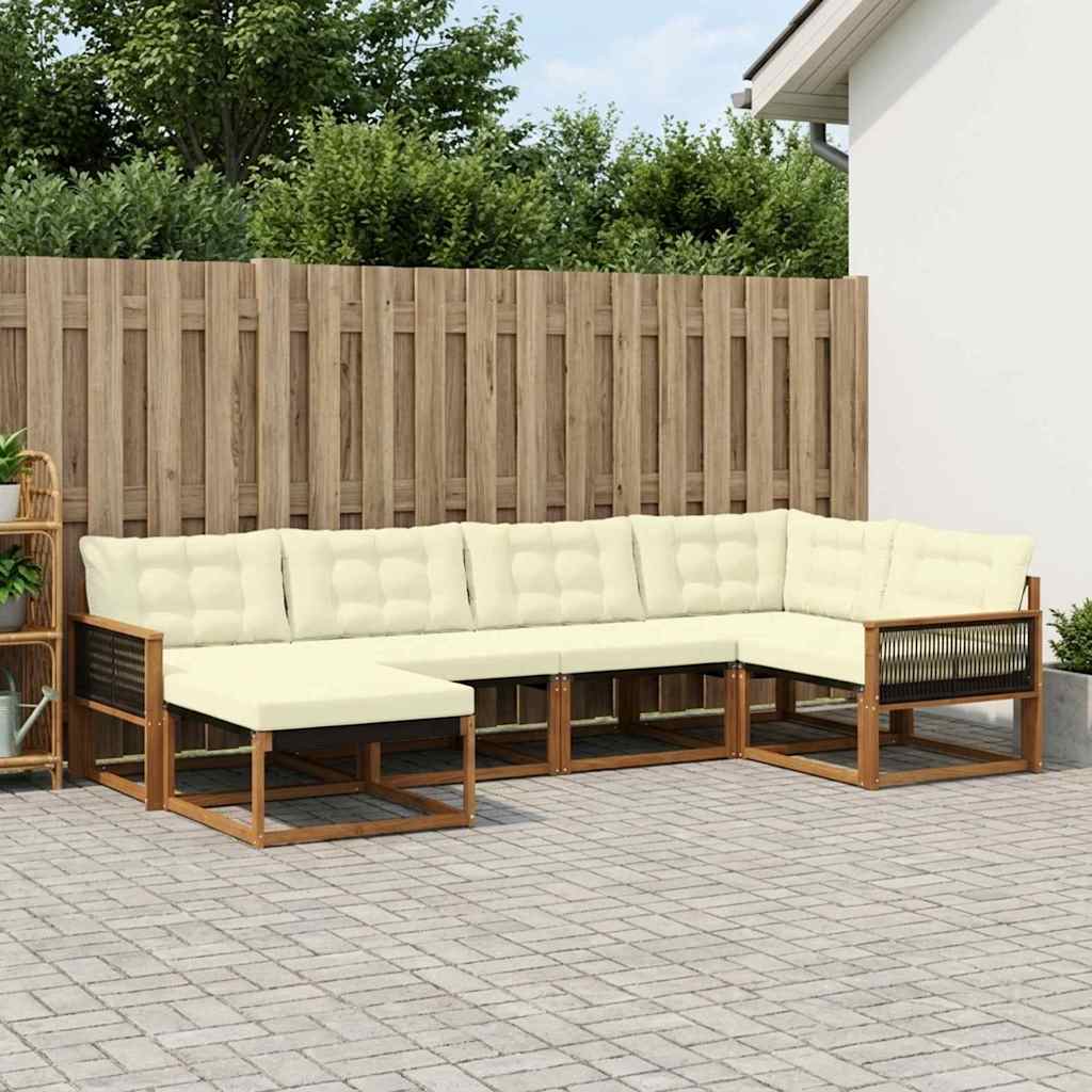 vidaXL Set de canapele de exterior cu pernă 6 pcs Natural și Crem
