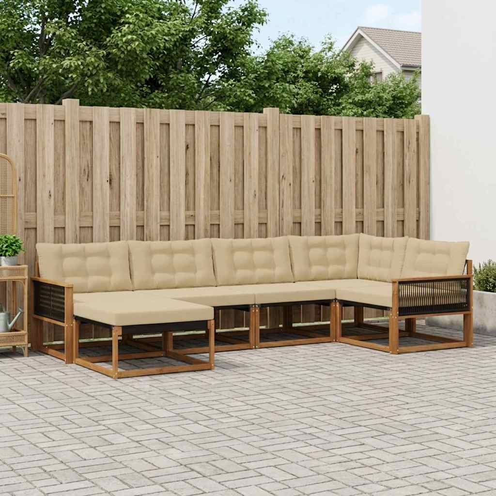 vidaXL Set de canapele de exterior cu pernă 6 pcs Natural și Bej