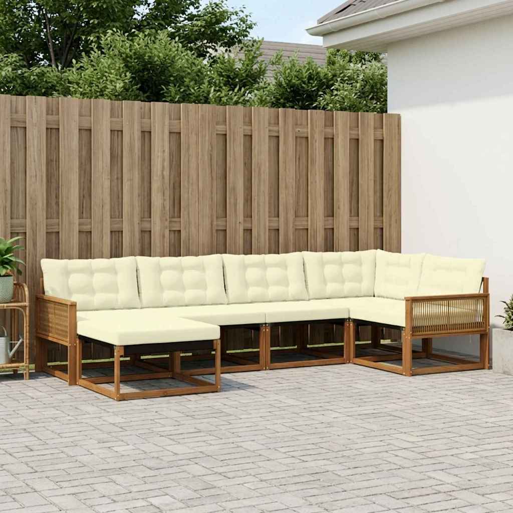 vidaXL Set de canapele de exterior cu pernă 6 pcs Natural și Crem